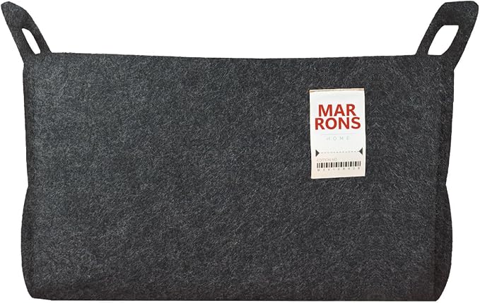 Collapsible Felt CHARCOL Storage Bin Large 14.6"x9.4"x9.4" – Foldable Basket by MARRONS