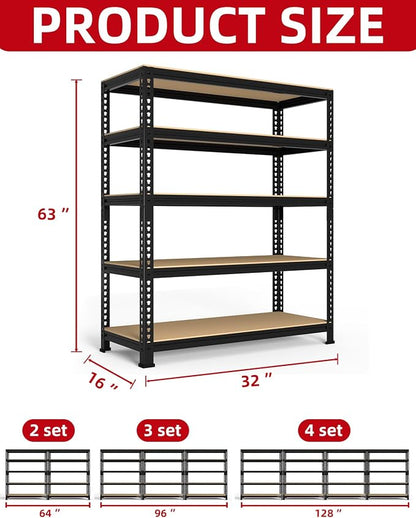 PrimeZone 32"W x 16"D x 63" H Storage Shelves - Image 3