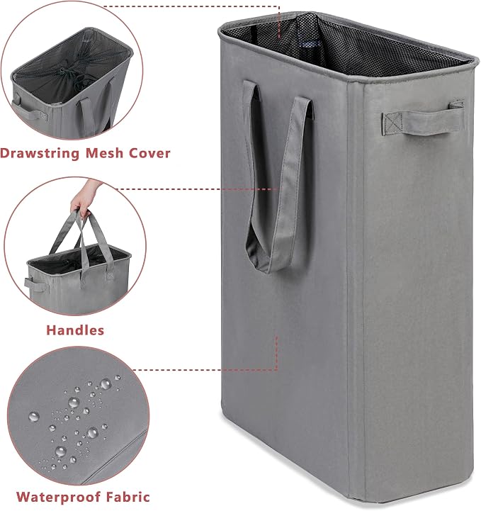 efluky Slim Laundry Basket, Narrow Laundry Hamper - Image 3