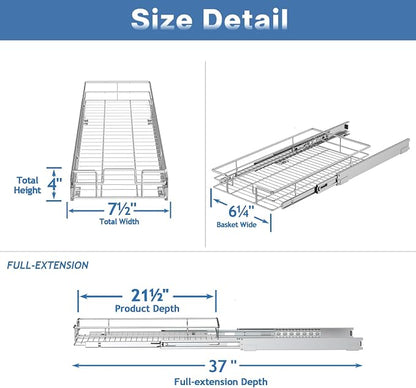 LOVMOR Pull Out Cabinet Organizer 7½" W x 21½" D, Kitchen Cabinet Pull Out - Image 3