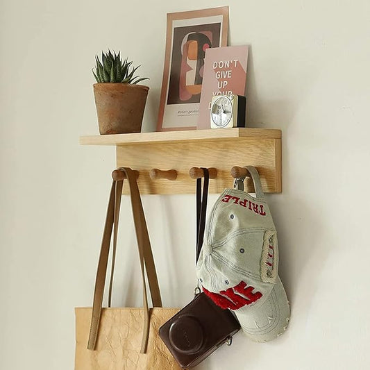 Entrance Coat Rack ，Coat Hooks, Wall-Mounted Wooden Hook Rack, Wall-Mounted by CreatedOn2005