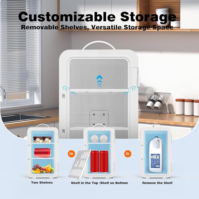 Mini Fridge for Bedroom, 6L/8 Cans Skincare Fridge Portable Small Refrigerator - Image 3