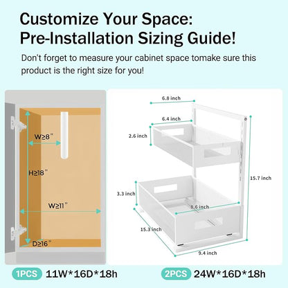 Under Sink Organizer Adjustable Height 2 Tier Bathroom Organizer Pull Out - Image 2