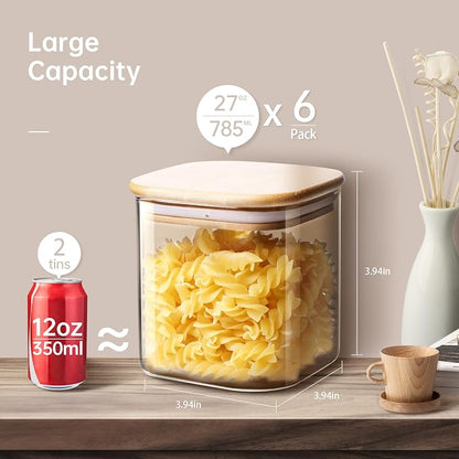 Square Glass Jars with Bamboo Lids 27 FL OZ, Glass Canisters with Airtight Lids - Image 9