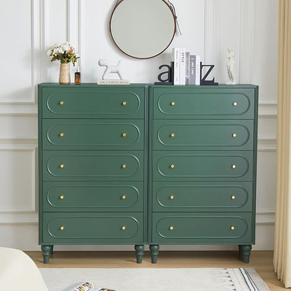 5 Drawer Fluted Dresser for Bedroom, Mid Century Modern Chest of Drawers - Image 7
