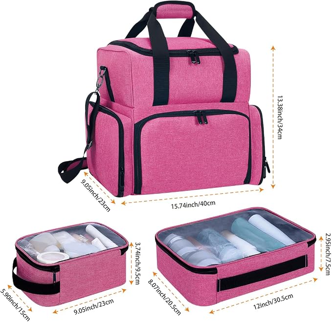 Large Makeup Cosmetic Bag with 3 Removable Case and 2 Removable Dividers Double - Image 2