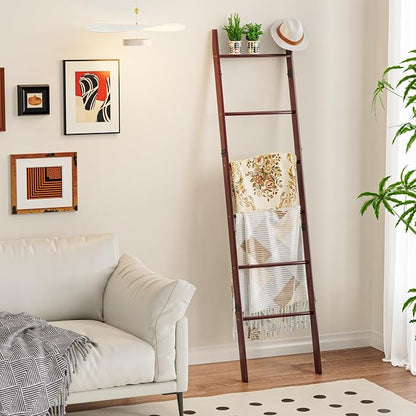 BAMBANG 6-Tier Blanket Ladder for Living Room, Blanket Quilt Ladder Rack Rustic - Image 2