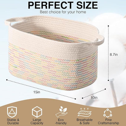 DUHEL Cotton Rope Woven Storage Basket, Used - Image 2