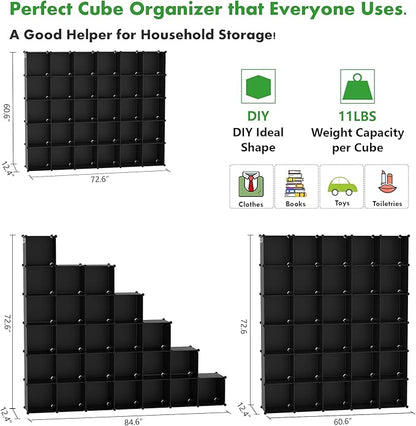 C&AHOME Cube Storage Organizer, 30-Cube Shelves Units, Closet Cabinet, DIY - Image 3