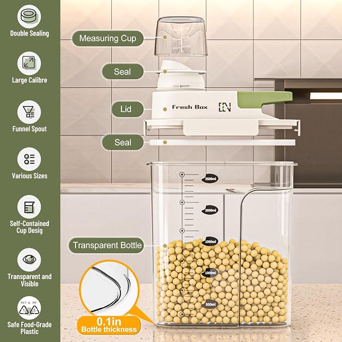Cereal Storage Container 4Pack, 61oz/1.8L Airtight Food Storage Containers - Image 3