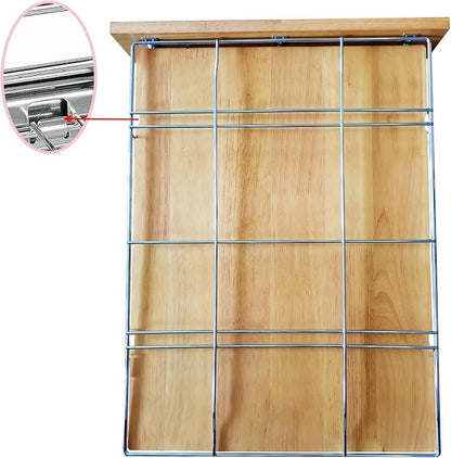 DINDON 2 Tier Pull Out Cabinet Organizer Slide Out Wood Shelf Double Tier - Image 6