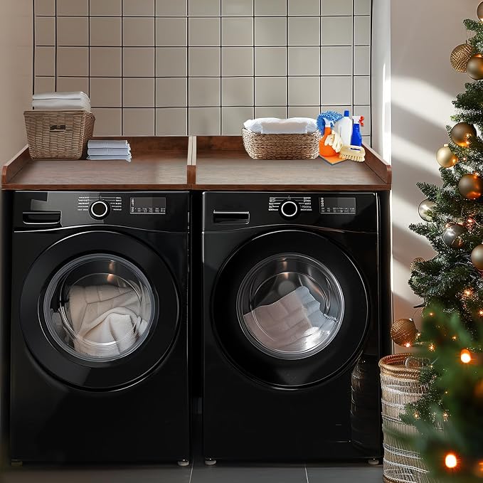 Washer Dryer Countertop, Wooden Laundry Countertop Set of 2 Dryer Storage Shelf - Image 8