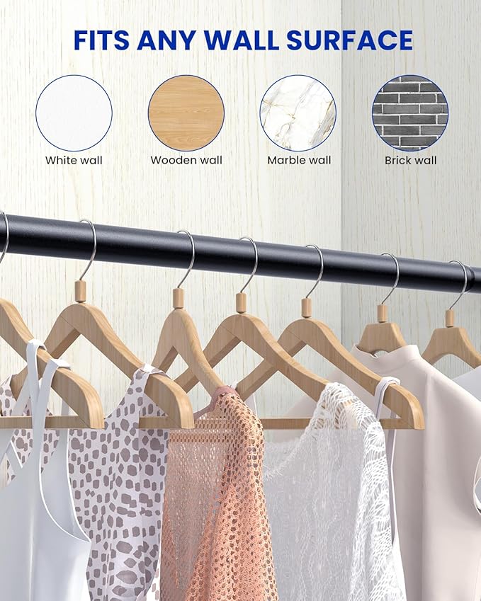 Closet Rods for Hanging Clothes, 17 to 159 Inches Stepless Adjustable Metal - Image 7
