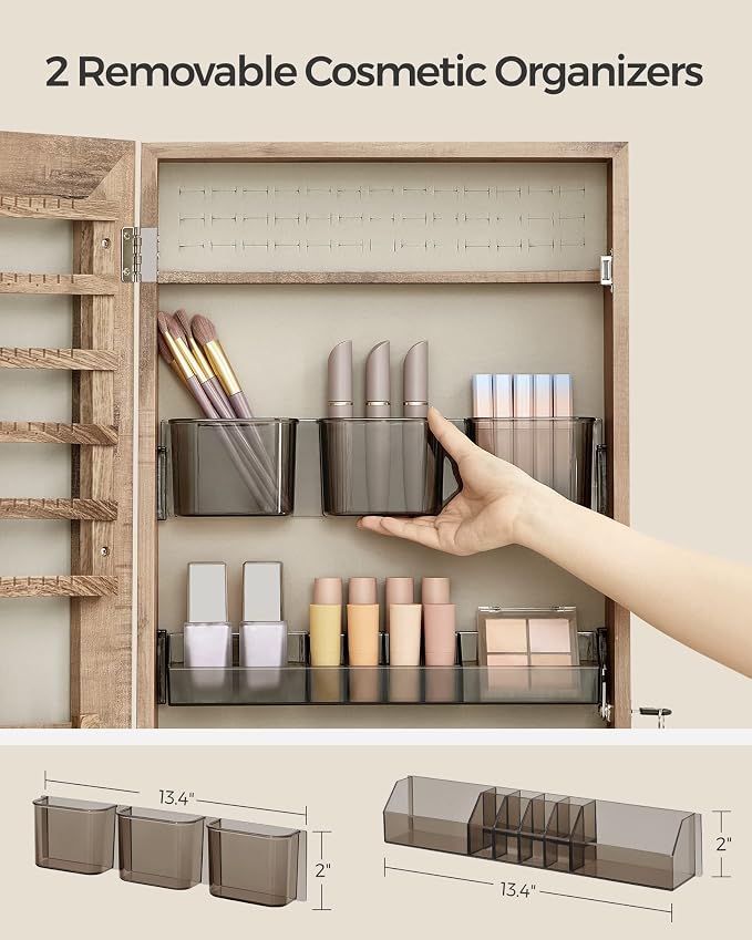 SONGMICS Mirror Jewelry Cabinet Armoire, Wall or Door Mounted Jewelry Storage - Image 4