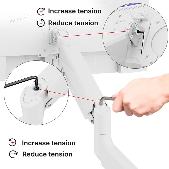 Pixio PS2D White Ultrawide Heavy-Duty Premium Dual Monitor Arm Stand Desk Mount - Image 7