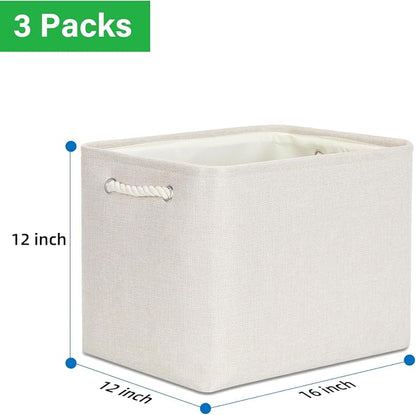Bidtakay Large Storage Baskets for Shelves 3 Pack Fabric Storage Bins for - Image 7
