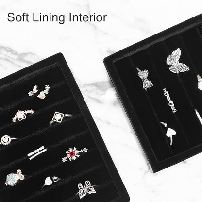 DesignSter Small Jewelry Tray-Ring Organizer 2PCS Premium Velvet Rings Earrings - Image 4