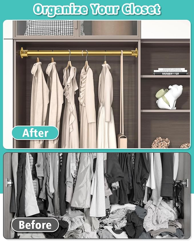 Closet Rod, 17 to 76 Inch Heavy Duty Adjustable Metal Clothing Rack - Image 4
