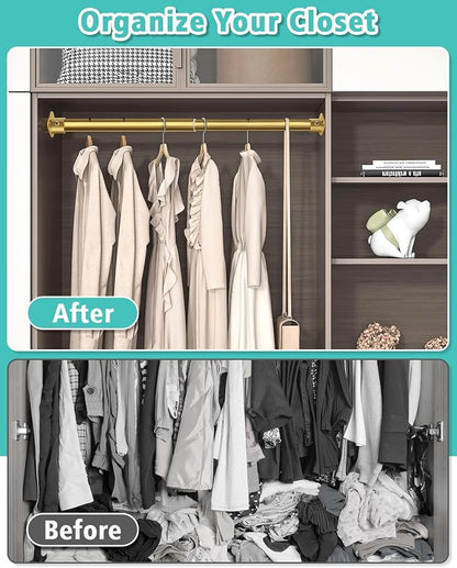 Closet Rod, 17 to 28 Inch Heavy Duty Adjustable Metal Clothing Rack - Image 4
