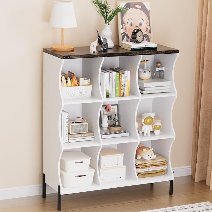 9 Cube Storage Shelf Organizer, Low Book Shelf Bookcase Entryway Table by QieerHior