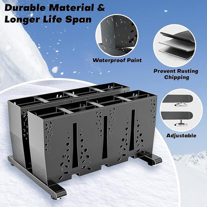 Heavy Duty Metal Ski Storage Rack, 8 Pair Freestanding Steel Ski Holder - Image 3