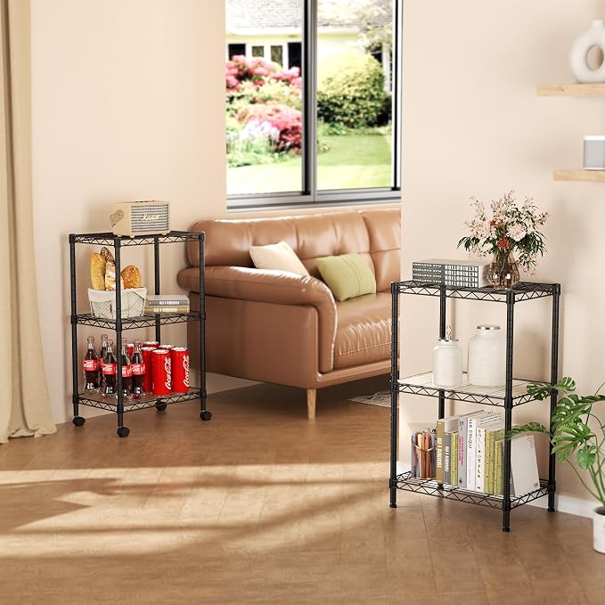 SINGAYE 3 Small Shelves Storage Shelf Wire Shelving Unit Metal Shelf Adjustable - Image 7