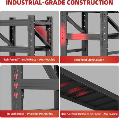 60" W Garage Shelving, 4-Tier Heavy Duty Storage Shelves Unit - Image 6