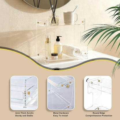 Clear Bathroom Countertop Organizers and Storage, 2 Tier Acrylic Cosmetics - Image 4