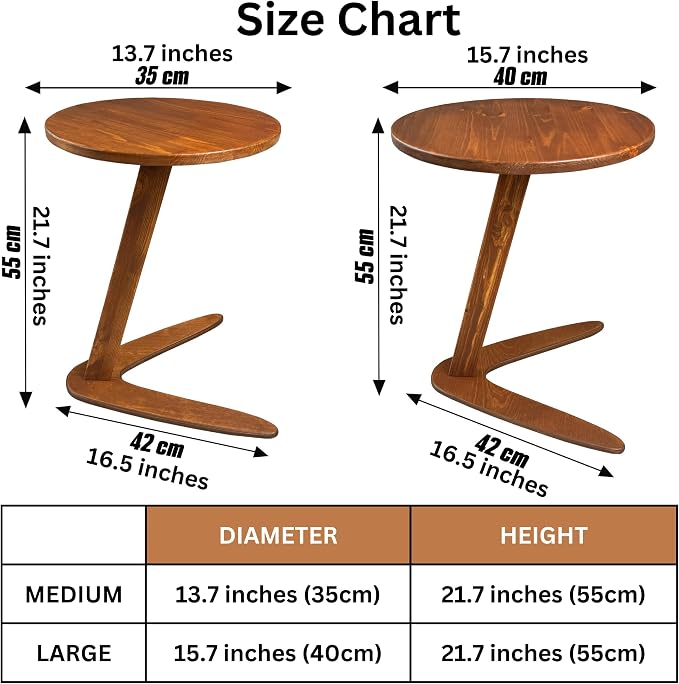 C-Shaped Handmade Solid Wood End Table, Side Table - Image 6