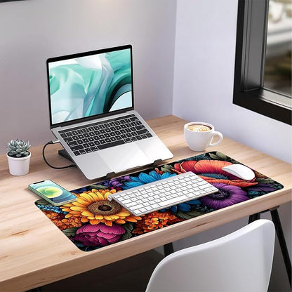 Flower Gaming Mouse Pad 35.4"x15.7"Desk Mat Anti-Slip Rubber Base & Durable - Image 7