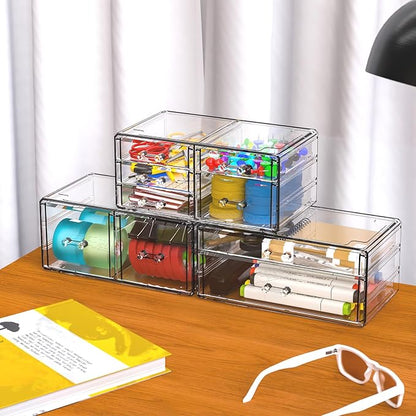 Cq acrylic Clear Stackable Storage Drawers, Plastic Makeup Organizer and - Image 6