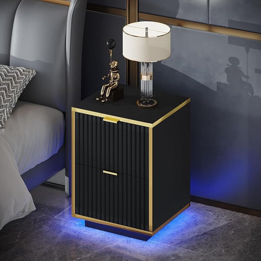 Fluted Nightstand, Modern Floating Night by 4ever2buy
