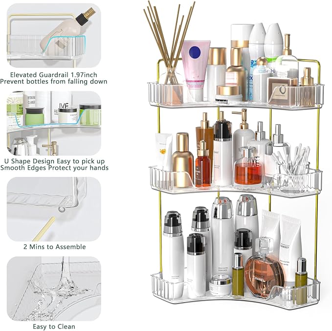 Webetop Corner Bathroom Counter Organizer 3 Tier Bathroom Countertop Organizers - Image 4