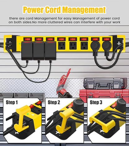 Heavy Duty Power Strip with Individual Switches, 8 Outlets 14 Gauge Industrial - Image 3