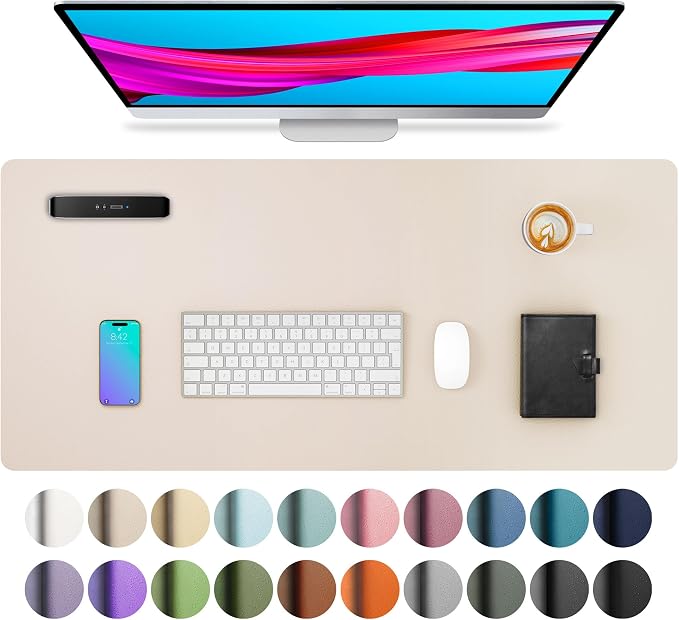 Aothia Large PU Leather Desk Pad Protector – Non-Slip Mouse Pad & Writing Mat by AothiaSimpleNaturalUnique