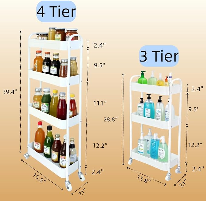 4 Tier Slim Kitchen Storage Cart - Image 6