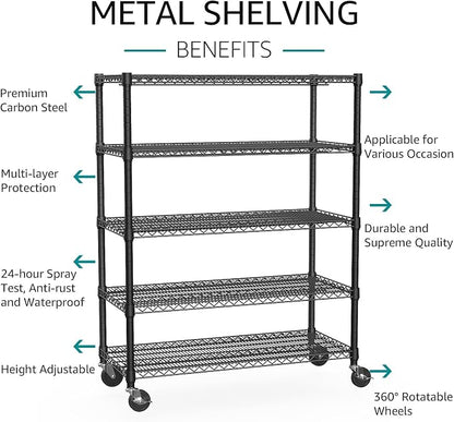 IZEUK Garage Shelving Wide Storage Shelves 5 Tier Metal Shelves 4000 LBS Heavy - Image 4