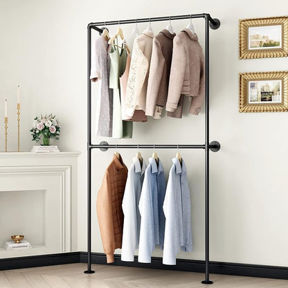 Industrial Pipe Clothing Rack Wall Mounted Garment Rack, Laundry Room by IronJiaZu