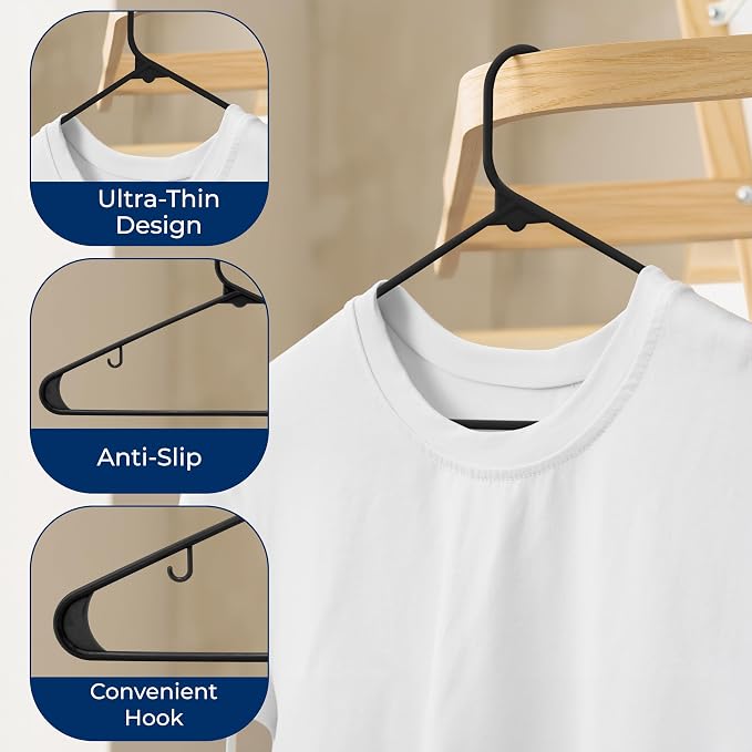 SereneLife 30 Pack Plastic Hangers, Space-Saving Closet Organizers, Durable and - Image 5