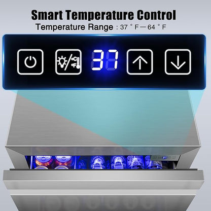 24 Inch Upgraded Three-Drawer Beverage Fridge, Weather Proof Outdoor Stainless - Image 4