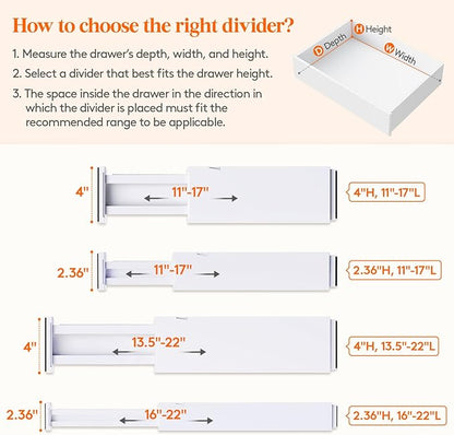 Lifewit 12 Pack Drawer Dividers 4" High, 11-17" Adjustable Dresser Drawer - Image 3