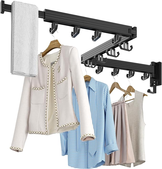 Wall Mount Clothes Drying Rack, Wall Mounted Drying Rack, Upgraded 3-Fold & by Kelisiting