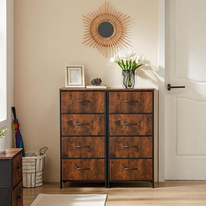 DUMOS Nightstand with 4 Drawers Bedside Table with Removable Fabric Bins Sturdy - Image 2