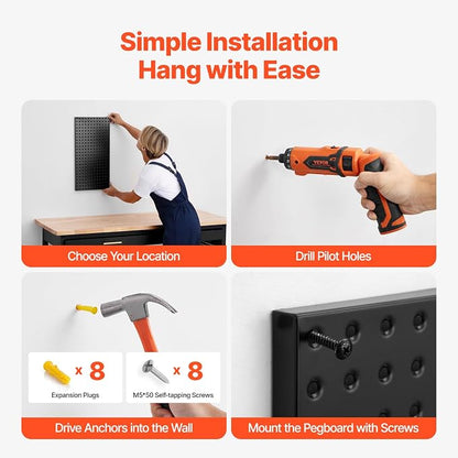 VEVOR Metal Pegboard Panels, 2 Panels, Heavy Duty Peg Board Wall Organizer - Image 6