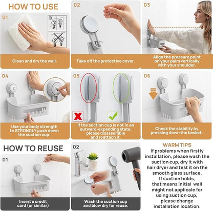 LEVERLOC Shower Caddy Suction Cup Set Shower Organizer & Soap Holder & - Image 5