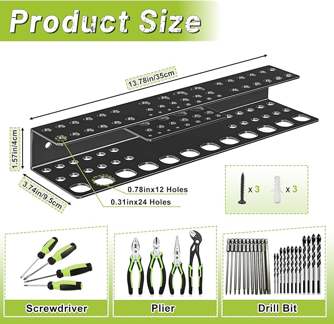 Screwdriver Holder Wall Mount, Heavy Duty Metal Utility Bit Organizer - Image 2