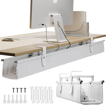 Ascrono Original No Drill Under Desk Cable Management Tray 53.9" by Ascrono