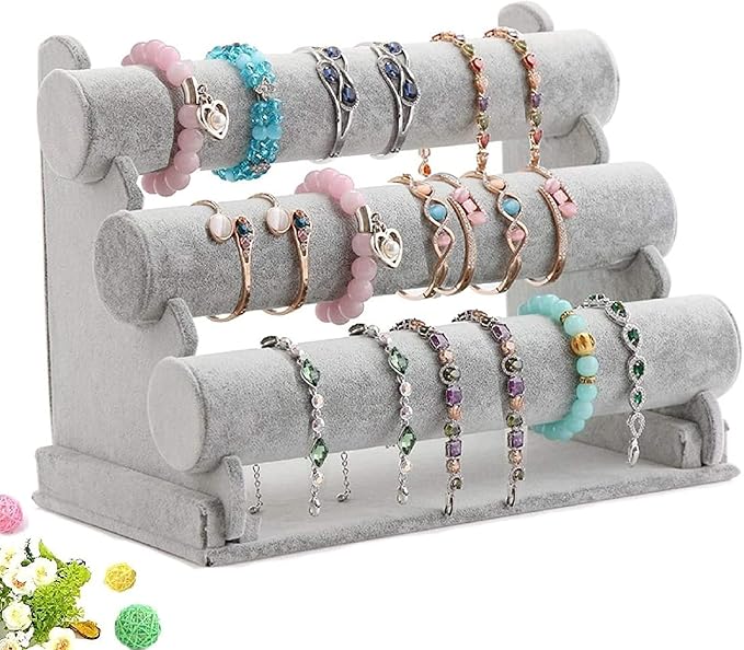 Wudygirl Triple Bracelet Holder Velvet Jewelry Display Stand Watch Bangle Bar by Wudygirl