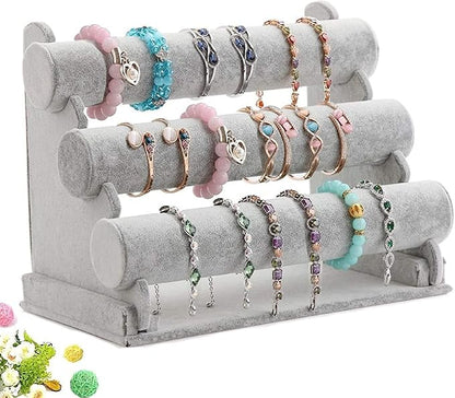 Wudygirl Triple Bracelet Holder Velvet Jewelry Display Stand Watch Bangle Bar by Wudygirl