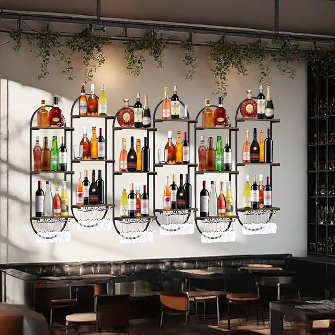 Wall Mount Wine Rack, 3-Tier Metal Oval Design Wine Rack Wall Mounted, Wine by AMHRICHO